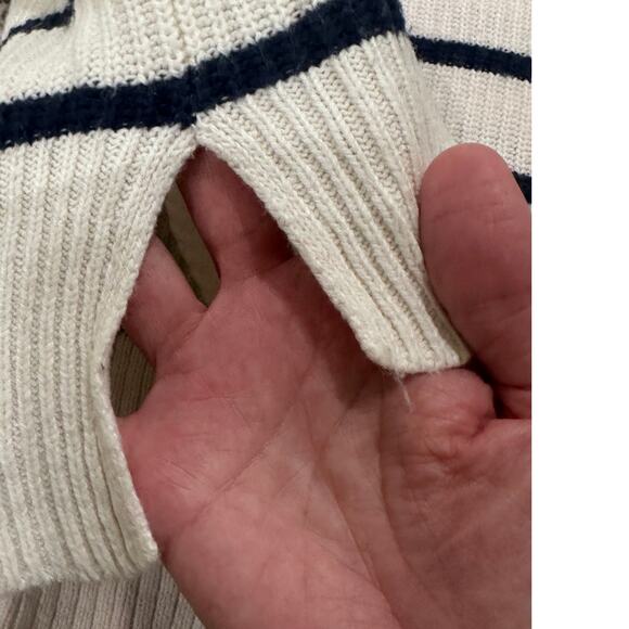 Madewell Nautical Stripe Oversized Pocket Pullover Sweater White Navy, size S - Picture 7 of 8